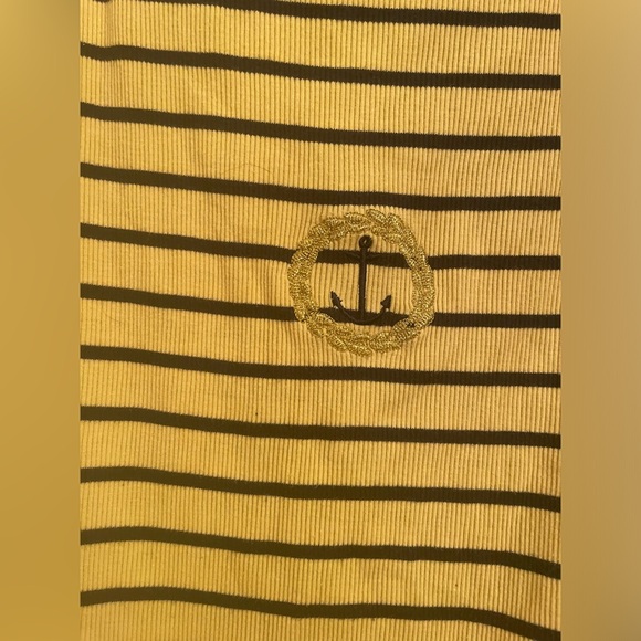 Sag Harbor Sport Vtg short sleeved shirt naval Anchor crest Yellow W/stripe XL - Picture 6 of 7